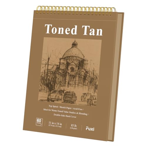 Fuxi Toned Tan Sketchbook 11x14, 60 Sheets, 130gsm Drawing Paper