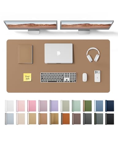 YSAGi Leather Desk Protector, Office Mat, Large Mouse Mat, Non-Slip PU Leather Blotter, Laptop Desk Pad, Waterproof Writing P