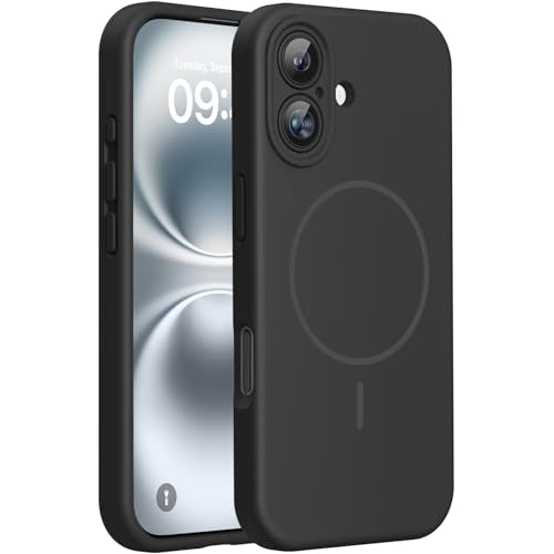Miracase Magnetic for iPhone 16 Plus Case, Silicone, Black