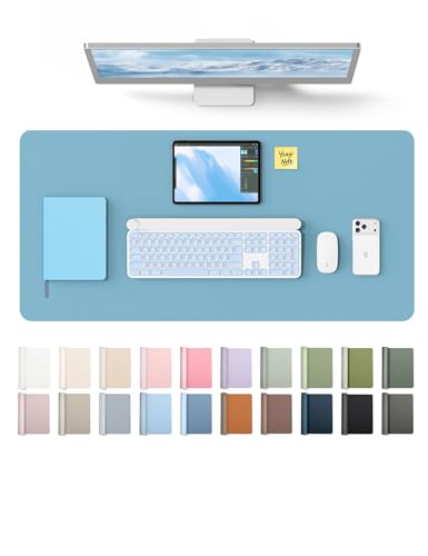 YSAGi Leather Desk Protector, Office Mat, Large Mouse Pad, Non-Slip PU Leather Blotter, Laptop Desk, Waterproof Writing Pad f