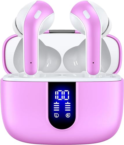 TAGRY Bluetooth Headphones True Wireless Earbuds 60H Playback LED Power Display Earphones with Wireless Charging Case IPX5 Wa