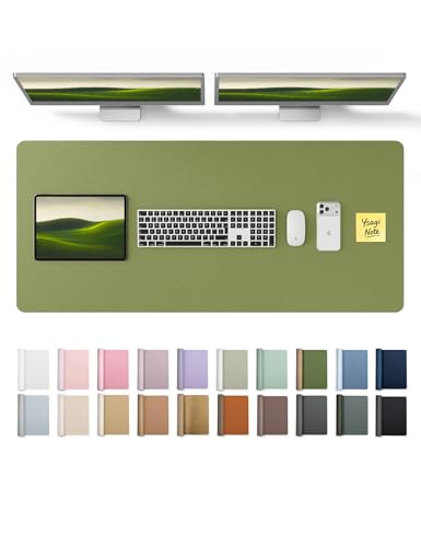 YSAGi Leather Desk Pad Protector, Office Desk Mat, Large Mouse Pad, Non-Slip PU Leather Desk Blotter, Laptop Desk Pad, Waterp