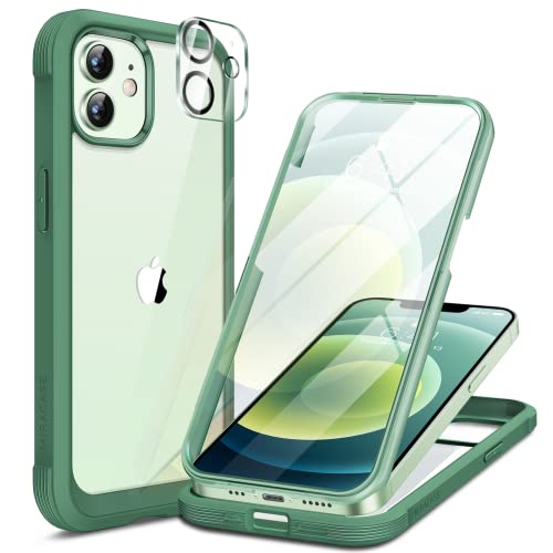 Miracase Glass Series for iPhone 12/12 Pro Case 6.1 inch, Upgraded Full-Body Rugged Phone Bumper Case Cover with Built-in 9H 