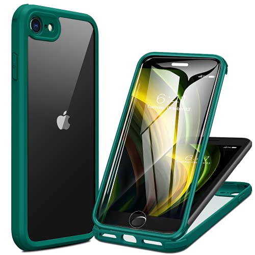 Miracase for iPhone SE Phone Case 3rd/2nd Generation 2022 2020 Full-Body with Built-in Glass Screen Protector, Heavy Duty 360