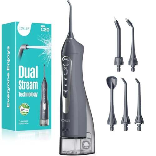 COSLUS ADA Accepted C20 Water Dental Flosser Pick Professional Set Grey