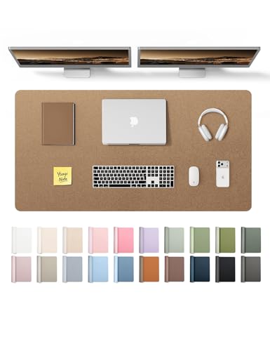 YSAGi Leather Desk Pad Protector, Office Desk Mat, Large Mouse Pad, Non-Slip PU Leather Desk Blotter, Laptop Desk Pad, Waterp