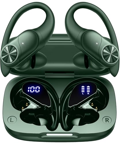 PocBuds Bluetooth Headphones Wireless Earbuds 80hrs Playtime Wireless Charging Case Digital Display Sports Ear Buds with Earh