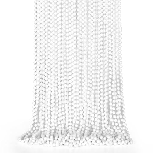 144PCS Bead Necklace, White Beaded Necklace Party Favors Bulk, 33" Mardi Gras Beads Necklaces Accessories, Festival Parade Th