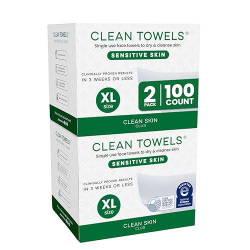 CLEAN SKIN CLUB Sensitive Skin Clean Towels® XL, Ultra-Soft Disposable Face Dry Wipes Infused with Aloe & Glycerin, XL - 2 Pa