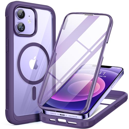 Miracase Glass Series Designed for iPhone 12/12 Pro 6.1 Inch, Upgrade Full-Body Magnetic Case with Built-in 9H Tempered Glass