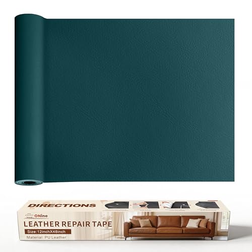 ONine Leather Repair Patch，Leather Repair Tape, 12 x 48 inches Leather Repair Patch for Furniture,Vinyl Repair kit，Leather Co