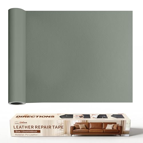ONine Leather Repair Patch，Leather Repair Tape, 12 x 48 inches Leather Repair Patch for Furniture,Vinyl Repair Kit，Leather Co