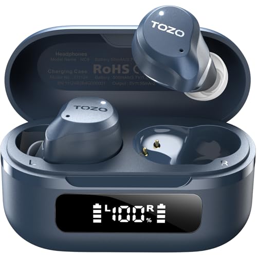 TOZO NC9 Hybrid Active Noise Cancelling Wireless Earbuds, 60H, LED Display