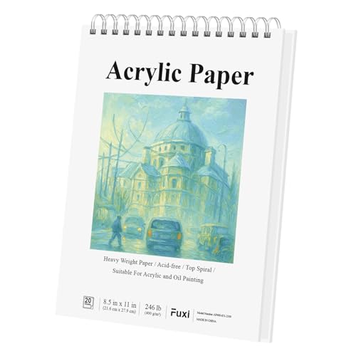 Fuxi Acrylic Paper Pad, 8.5 x 11 in, 400 GSM, 20 Sheets, Cold Press