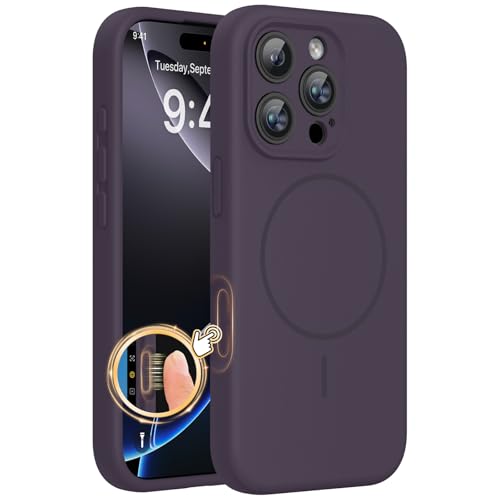 Miracase Silicone & Magnetic for iPhone 16 Pro Max Case, Dark Purple