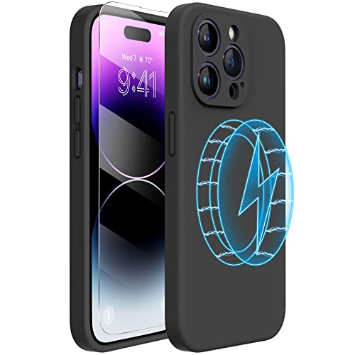 Miracase Silicone & Magnetic for iPhone 14 Pro Case, Dark Black