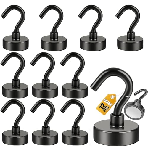 DIYMAG Magnetic Hooks 12pcs 85lbs Cruise Essentials 2026 Magnet Hook Black