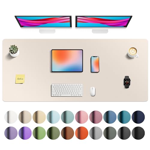 Aothia Faux Leather Desk Mat - Non-Slip PU Leather Desk Blotter, Waterproof Writing Surface, Large Desk Pad for Office & Home