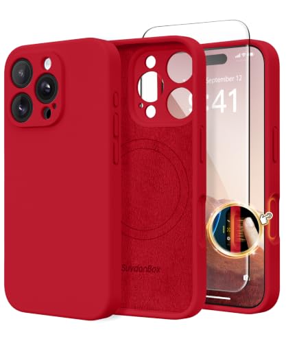 SuydanBox Magnetic for iPhone 16 Pro Max Case Silicone Deep Red