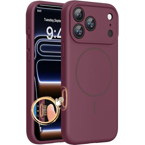 Miracase Silicone & Magnetic for iPhone 17 Pro Max Case, Wine Red