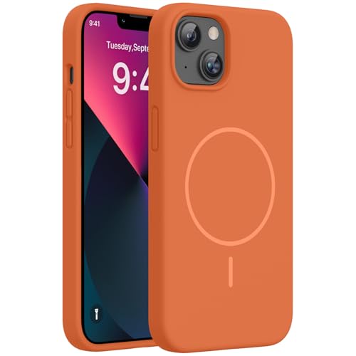 Miracase Silicone & Magnetic for iPhone 13 Case, Amber Orange