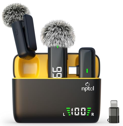 NPTCL Wireless Lavalier Microphone for iPhone iPad Android, Mini USB C Mic