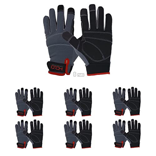 HANDLANDY Work Gloves for Men & Women, Utility Mechanic Working Gloves Touch Screen, Flexible Breathable Gardening Gloves for