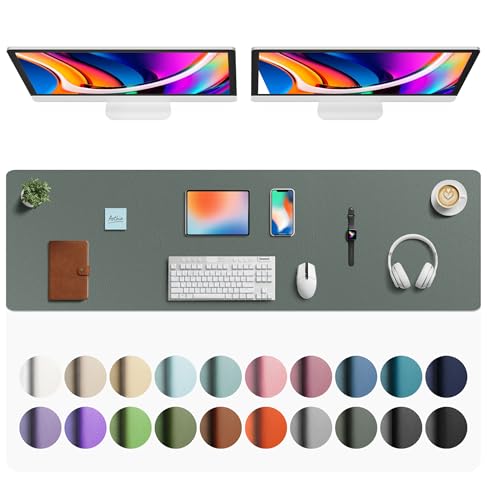 Aothia Faux Leather Desk Mat - Large Mouse Pad, Non-Slip PU Leather Blotter, Waterproof Writing Surface for Office and Home (