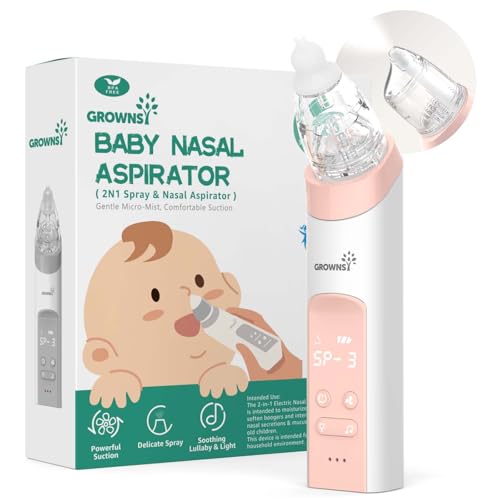 GROWNSY 2-in-1 Baby Nasal Aspirator, Electric Nose Spray & Suction, Pink