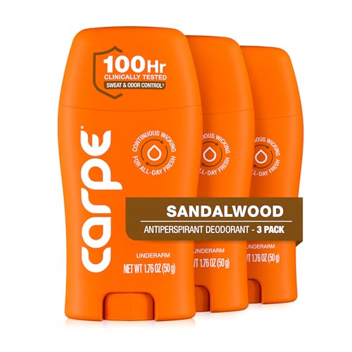 Carpe 100-Hour Antiperspirant Deodorant for Men, Sandalwood - 3 Pack