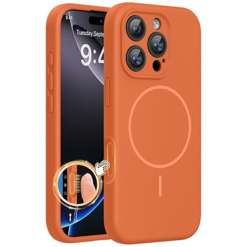 Miracase Silicone & Magnetic for iPhone 16 Pro Max Case, Amber Orange