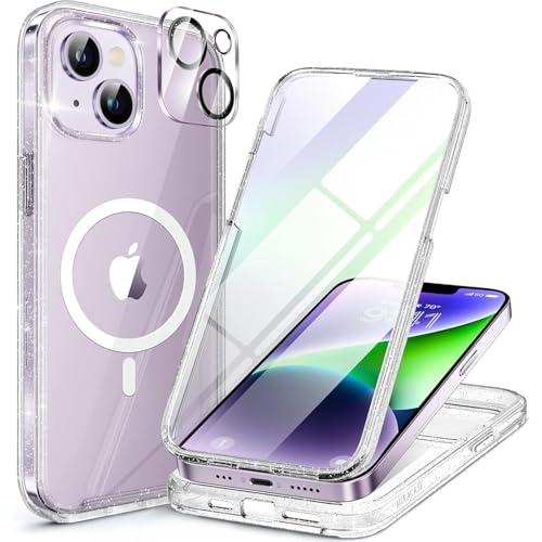 Miracase for iPhone 14 Case,Full-Body Bumper &Screen Protector,ClearGlitter