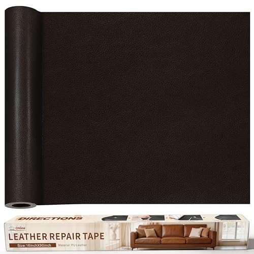 ONine Leather Repair Patch，Leather Repair Tape, 16 x 90 inches Leather Repair Patch for Furniture,Vinyl Repair kit，Leather Co