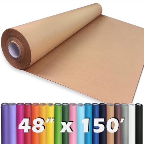 PerkHomy Brown Kraft Paper Roll 48" x 1,800" (150') for Gift Wrapping Bouquet Flower Art Painting Craft Writing Packaging Shi