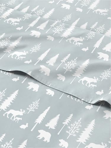 Christmas Sheet Set, Woodlands, Holiday Xmas Bedding Set - Cal King Size