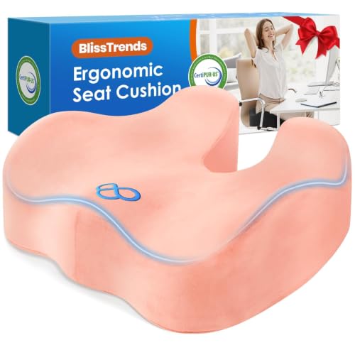 BlissTrends Memory Foam Seat Cushion for Office Chair & Car Seat, Pink