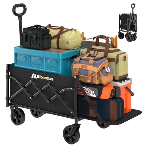 Blomoba 220 lbs Folding Wagon Cart with Wheels & Adjustable Handle, Black