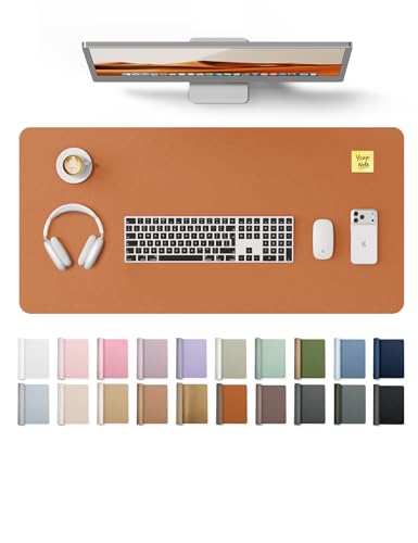 YSAGi Leather Desk Protector, Office Mat, Large Mouse Mat, Non-Slip PU Leather Blotter, Laptop Desk Mat, Waterproof Writing P