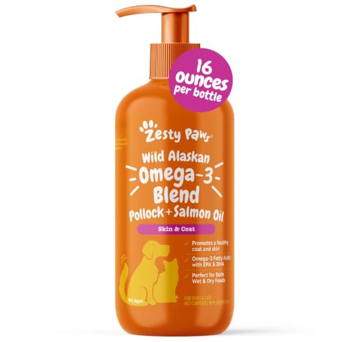 Zesty Paws Salmon Oil for Dogs & Cats - Omega 3 for Dogs, 16 oz