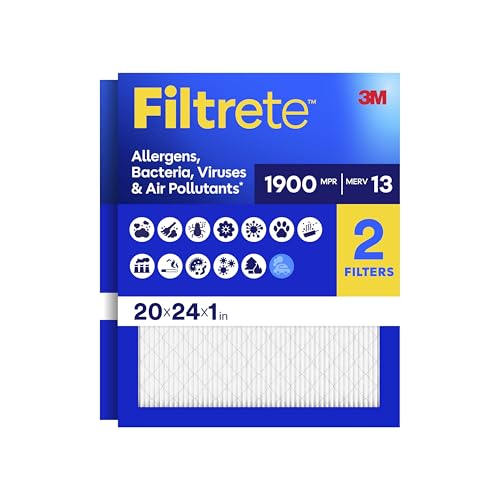 Filtrete 20x24x1 Air Filter, MERV 13, MPR 1900, 2 HVAC Filters
