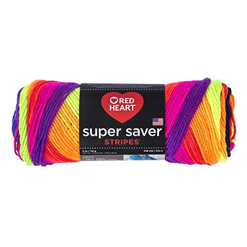 RED HEART Super Saver Yarn, 5 ounces, Bright Stripe (pack 3)