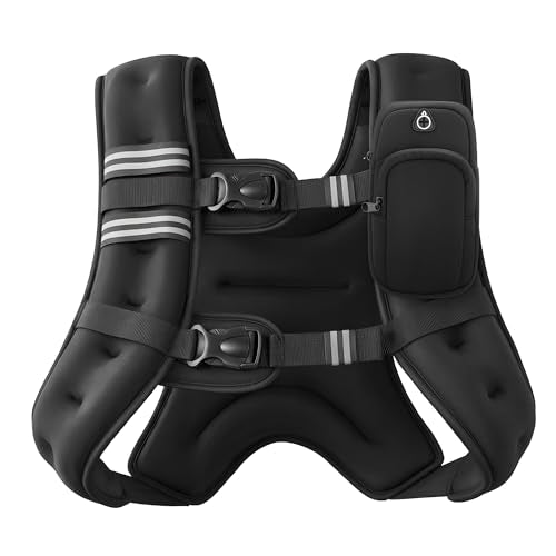 ZELUS Weighted Vest, 6lb/8lb/12lb/16lb/20lb/25lb/30lb Weight Vest with Reflective Stripe for Workout, Strength Training, Runn