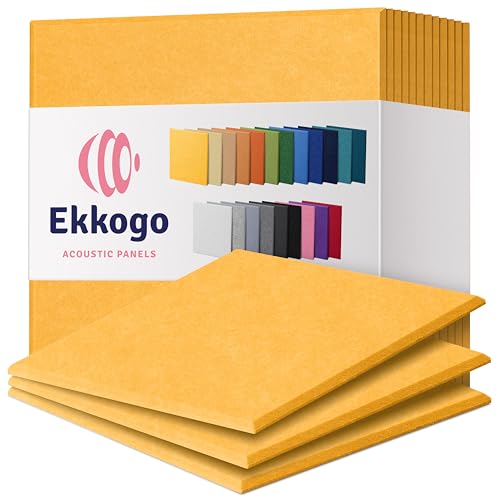 Ekkogo Acoustic Panels 12-Pack Soundproof Wall Panels 12"X12"X0.4" Sound Panels High Density Sound Dampening Panels - [Sunny 