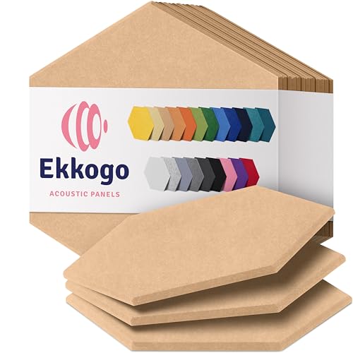 Ekkogo Acoustic Panels 12-Pack Soundproof Wall Panels 12"X10.4"X0.4" Sound Panels High Density Sound Dampening Panels - [Soft