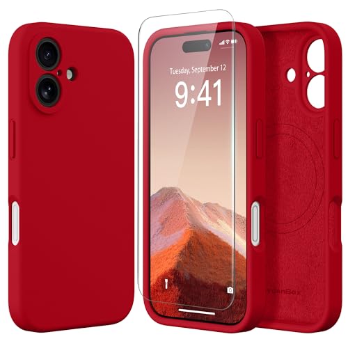 SuydanBox Magnetic for iPhone 16 Plus Case Silicone Red