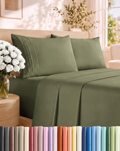 Full Size 4 Piece Sheet Set - Breathable & Cooling Sheets - Sage Green