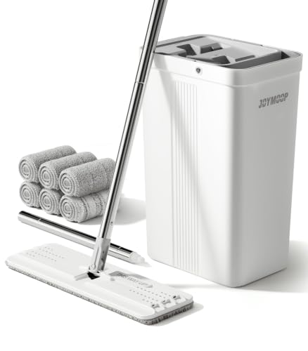 JOYMOOP Mop and Bucket Set, Commercial & Household Use, Flat Mops for Floor Cleaning, Wall Mop Cleaner with Long Handle, Hard