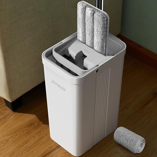 JOYMOOP Flat Mop and Bucket Set, Commercial, White, Standard241