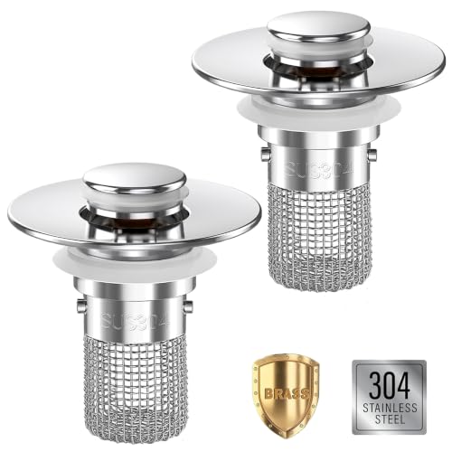 Sink Stopper Hair Catcher, Pop-up Sink Drain Strainer with Removable Stainless Steel Strainer Basket Hair Catcher,Bathroom Si