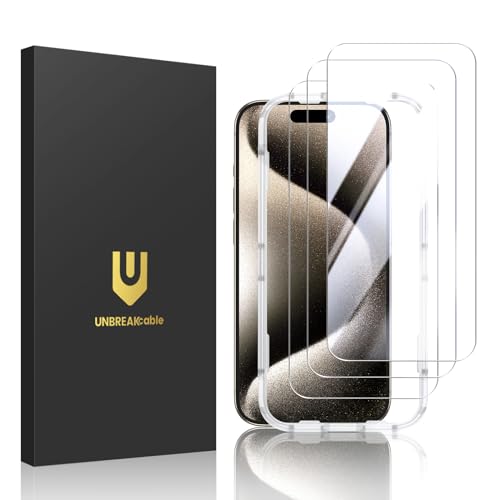 UNBREAKcable 3-Pack Screen Protector for iPhone 15 Pro Tempered Glass